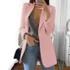 Slim Fit Solid Women Blazer Club Outerwear Turn-down Collar Work Casual All- Long Sleeve With Pockets Party Daily Wear
