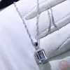 Виктория Принцесса Cut белый топаз CZ Алмазный Vintage ювелирные изделия стерлингового серебра 925 CZ Алмазный Лаки Свадебные ожерелье с цепью подарка
