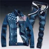 Spring Mens Denim Two Piece Set Hole Strappato Slim Fit Giacca Jeans Set Uomo Casual Vintage Ropa Hombre Cargo Suit Streetwear1