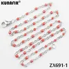 KUNAFIR Good quality Stainless steel bead O shape necklace lovely chains 10pcs 1.5mm can mix more colors lady Christmas fashion gifts 18in