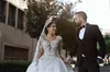 2022 muslim wedding dress Vintage Luxury Ball Gown Long Sleeve Lace African Plus Size Beads Beach Zuhair Murad Bridal Gowns