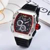 New Fashion Fullfunction Menswear Quartz Watchs Personalité Personnalités Barrel Skeleton Watch Black Silicone Watch Strap 9638956