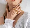 Wholesale-Letter Gold Color Metal Adjustable Opening Ring Initials Name Alphabet Female Party Personalized Party Jewelry