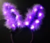 LED Knipperende veer Konijn Oren Hoofdband Vrouwen Bunny Light Up Haarband Hoofddeksels Gloeiende Hoepel Bruiloft Verjaardagsfeestje decor