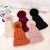 Beanie Hat со съемной Симпатичные Бал Открытый Зимний Трикотажные шапки Женщины Девушки Эластичная Свободный размер 6 цветов Зимние теплые VT0514