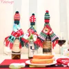 Taoup Santa Claus Feliz Navidad funda para botella de vino colgantes adornos sueltos bolsas navideñas para soporte de vino decoración navideña para el hogar Noel