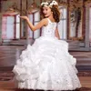 Прекрасные Bearly Flower Girls Pageant Платья для подростков Красное Бальное платье Бусины Кружева Вышивка Детские Дети День Рождения Партия Партия Оградки Деве