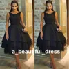 Black Little Party Prom Graduation Dresses A-line Sleeveless Knee Length Cocktail Dresses Tulle Skirt Arabic Dresses Custom Made GD7821