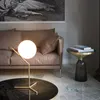 Lampe de table en verre blanc moderne Globe Shade LED BRASS BRAST LAMPE LAMPE SALLE SOIX TA0685002853