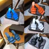 Women designer sandals fashion luxury woman sandals high heels Square toe Sandal LIDO SANDALS party designer sliders Woven leather slides