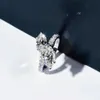 Fashionspring new S925 silver plated 18K gold asymmetric white gold diamond ring with gift box248v7371890