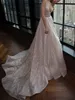 Expensive Lantejoulas Vestidos De Casamento De Tule 2019 Profundo Decote Em V Aberto de Volta Vestidos de Noiva Vestido de Noiva Plus Size Festa vestido de novia