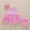 Nieuw geboren babymeisjes baby jurksclees zomer kinderen feest verjaardag outfits 12 jaar schoenen set doop jurk baby4181588