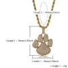 Hip Hop brilhante Paw Cat Dog garra colares cubic zircon ouro cor prata pingentes para homem mulheres