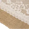 30cm * 275cm Vintage Burlap Lace Hessian Table Runner Natural Jute Pastoral Style Wedding Home Party Decoration