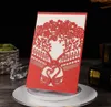 Laser Cut Wedding Invitations Pocket Red Invitation Card With Trees Swans Flowers Wedding Invitations With Envelopes BW-I0054