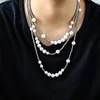 Модное мужское жемчужное ожерелье в стиле хип-хоп, шарик из нержавеющей стали, ювелирные изделия из бисера, цепочка на ключицу, ожерелье s236n