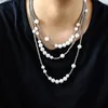 Fashion Mens Pearl Necklace Hip Hop Stainless Steel Ball Beaded Jewelry Clavicle Chain Necklaces