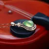 Мода-зеленый нефрит капля воды кулон 925 Серебряное ожерелье жадеит халцедон Амулет мода Шарм ювелирные изделия подарки для женщин Ее