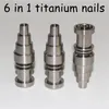 Fumadores 6 em 1 Inoeless Titanium unha Gr2titanium unhas articulação 10mm 14mm 18mm vidro bong tubulação de água universal e conveniente