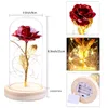 Künstliche Gold Rose Blume LED Rose Lampe in Glaskuppel auf Holz Batterien Powered Base Jubiläum Hochzeit Geschenk Home Decor1