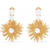Fashion- Vintage Metal Sun flower stud earings Pendant punk jewelry Pearl earrings gold irregular earring bridal brincos