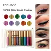 Lápiz delineador de ojos líquido de brillo a mano 10 colores / bolso Metallic Shine Shife Shadow Liner