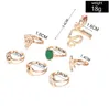 Anello Vintage Boho Snake Crystal Finger Rings Set Punk Bohemian Buddha Statue Stone Ring per regalo di gioielli da donna