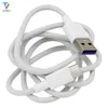 100 stks / partij 1M Typec Super Charging Data Cable White Round Type-C USBC Data Charger-kabel voor Samsung Sony Xiaomi