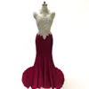 Lyxiga Beaded Crystals Prom Aftonklänningar inkluderar Halsband Scoop Sexy U Open Back Mermaid Pagant Party Dress Formal Gowns Girls 2020