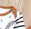 shirt Tops bebê bebé recém-nascido roupa da menina Feather T calças listradas roupas Outfits 3pcs Set marrom Z70