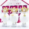 Noel peluş melek bebek süsler gümüş peluş asılı duruş bebek ile altın taç kardan adam dekorasyon ev için Noel