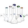 Beaker Bongs Bongs à eau en verre Bong en verre soufflé à la main 10 '' Accent de couleur sur l'embout tuyau Bong Narguilés Bécher Pipe à eau Bang en verre capiteux Bécher en verre borosilicaté