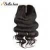 Full Head Weaves Bundles med stängning 4x4 Kroppsvåg Brasilianska Virgin Hair Extensions Weft Weft With Lace Closure Middle Part Bella Hair