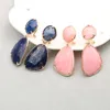 Nieregularne kolczyki Różowe Rhodochrosite Gold Plating Duży Kamień Naturalny Drop Dangle Kolczyki Dla Kobiet Moda Party Biżuteria Y19062703