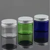 100 stcs groothandel plastic pot met aluminium deksel blauw/heldere lege flesschroef cosmetische containers 50 ml kraal crème jar