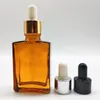 Amber Square Essential Oil Glass Bottles 30ml with Dropper Gold Silver Black White Empty Cosmetic Container