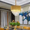 Modern led crystal chandelier for living room bedroom kitchen chandeliers luxury gold round chain light fixtures Pendant lights lamps