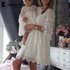 Everkaki Lace Mãe e filha Vestido Família combinando roupa mamãe e bebê boho vestidos trajes feminino 2020 verão nova moda