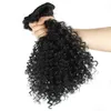 Human Curly rabo de cavalo, Short Elastic Drawstring americano Afro Kinky Curly Hair Extension Rabo-Africano, Puff cabelo rabo de cavalo com clipes 120g