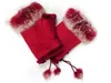 Mode-mode hiver chaud fille en cuir lapin main chaud hiver hiver gants sans doigts femme gants fourrure 24 pièces C402