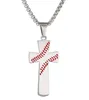 wholesale choose styles round cross Baseball Bat necklace Pendant Gold Silver Black Color Stainless Steel Baseball Cross Pendant Necklace