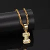 A-Z Baguette Iniciais Letras Pingente para Homens e Mulheres Micro Pave Zircão Cúbico DIY Hip Hop Colar Com Corda Chain243L