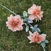 Fake Long Stem Autumn Dahlia Flower Branch Simulation Oil Painting Dahlias for Home Wedding Decorative Artificial Flower