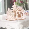 Christmas Decorations DIY Wooden Toy Funny Party Desktop Decoration Three-dimensional Puzzle Snowman House Kids Toy1