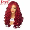 PAFF Red 13 * 6 Koronki Przód Ludzkich Włosów Peruki Dla Kobiet Luźna Głęboka Wave Brazylijskie Remy Hair Pre osiołę Peruka Koronkowa Z Baby Włosy
