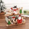 Juldekorationer Träbokstäver Santa Claus Snowman Ornaments Navidad Nyår Skrivbord Dekoration DIY XmAS Objekt JK1910