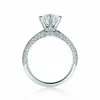 Presente Anel Banda atacado nova marca de jóias de luxo clássico de seis garra Pure 100% 925 Sterling Silver Redonda Forma Branco Topaz CZ diamante casamento
