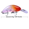 5 ألوان البلاستيك crankbait الصيد إغراء 5.5 سنتيمتر / 3.8 جرام الاصطناعي طباعة الصلب الطعم 10 # 2 هوك معالجة