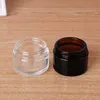 5g 10g Frosted Clear Amber Glass Jar Cream Bottle Container with Black Silver Gold Lid and Inner Pad